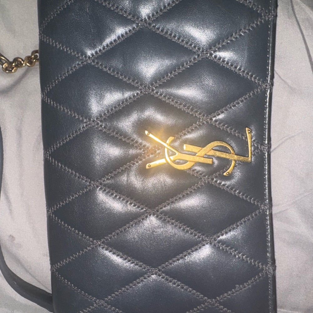 Yves Saint Laurent Black Quilted Crossbody Bag with Gold Logo